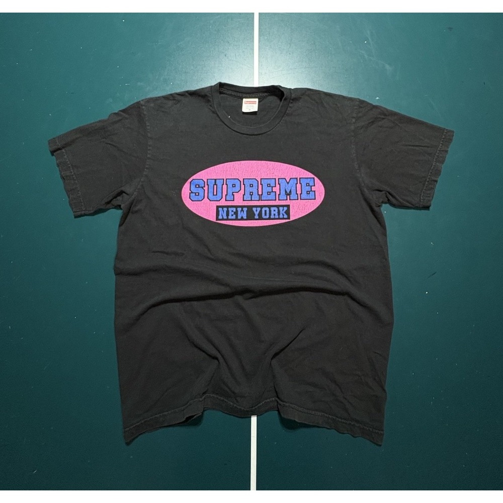 Supreme New York T Shirt Mens Medium Black Pink Short Sleeve Tee Streetwear SS23
